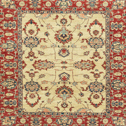 Square Abstract Mustard Yellow Oriental Rug, abs2635