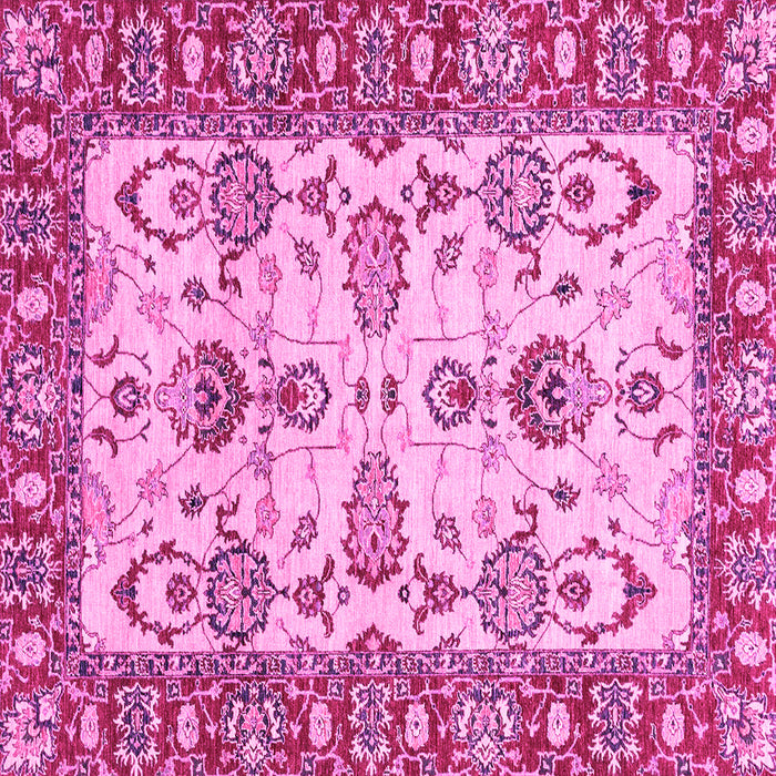 Square Machine Washable Oriental Pink Modern Rug, wshabs2635pnk