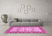 Machine Washable Oriental Pink Modern Rug in a Living Room, wshabs2635pnk