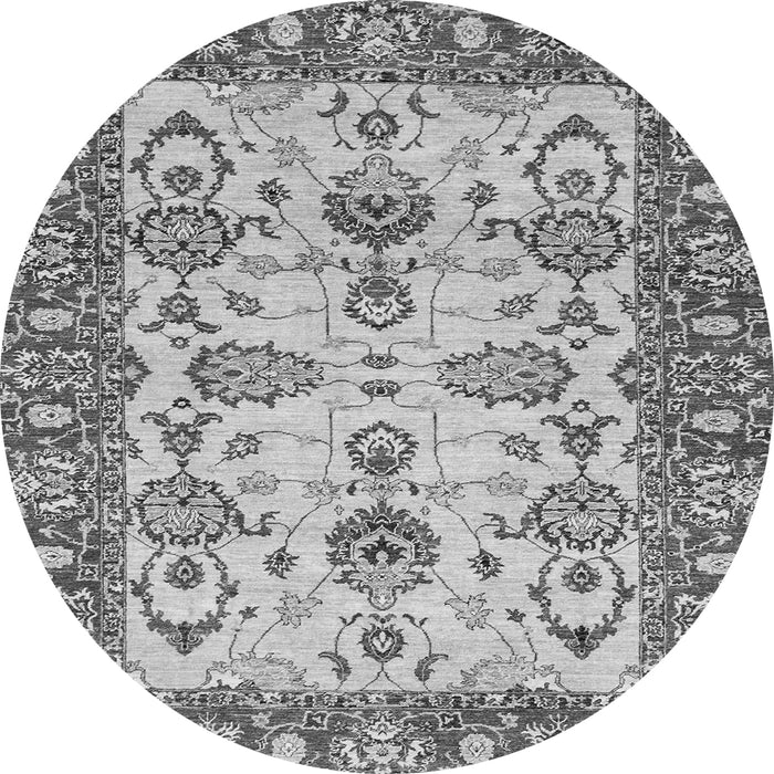 Round Machine Washable Oriental Gray Modern Rug, wshabs2635gry