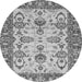 Round Machine Washable Oriental Gray Modern Rug, wshabs2635gry