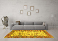 Machine Washable Oriental Yellow Modern Rug, wshabs2635yw