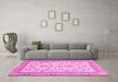 Machine Washable Oriental Pink Modern Rug in a Living Room, wshabs2636pnk