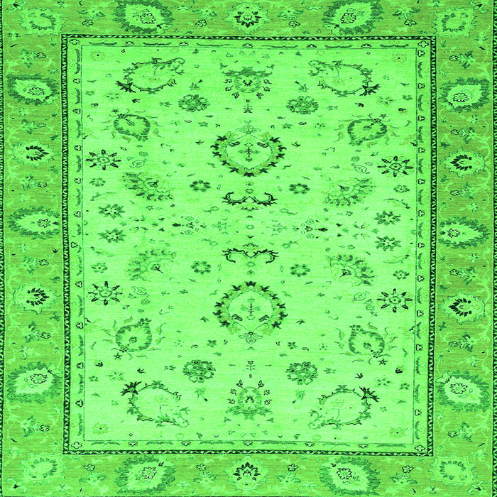 Square Machine Washable Oriental Green Modern Area Rugs, wshabs2636grn