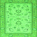 Square Machine Washable Oriental Green Modern Area Rugs, wshabs2636grn