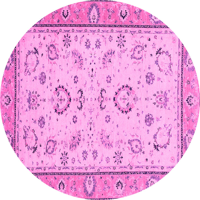 Round Oriental Pink Modern Rug, abs2636pnk