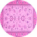 Round Oriental Pink Modern Rug, abs2636pnk