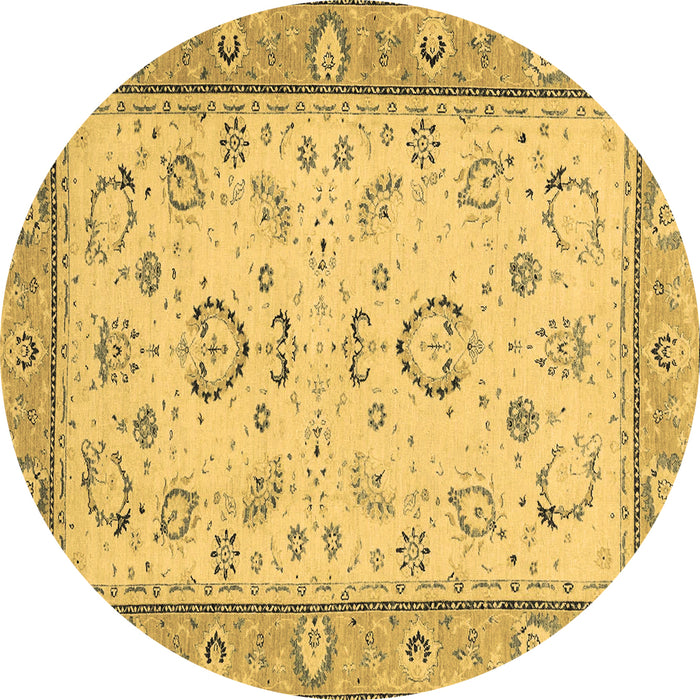 Round Machine Washable Oriental Brown Modern Rug, wshabs2636brn