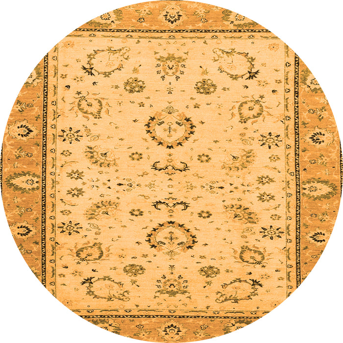 Round Machine Washable Oriental Orange Modern Area Rugs, wshabs2636org