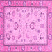 Square Machine Washable Oriental Pink Modern Rug, wshabs2636pnk