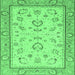 Square Machine Washable Oriental Emerald Green Modern Area Rugs, wshabs2636emgrn