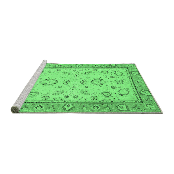 Sideview of Machine Washable Oriental Emerald Green Modern Area Rugs, wshabs2636emgrn