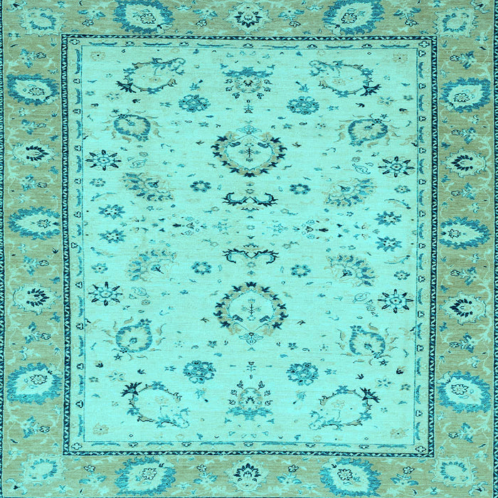 Square Machine Washable Oriental Light Blue Modern Rug, wshabs2636lblu