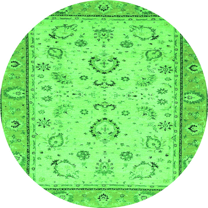 Round Machine Washable Oriental Green Modern Area Rugs, wshabs2636grn