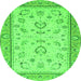 Round Machine Washable Oriental Green Modern Area Rugs, wshabs2636grn