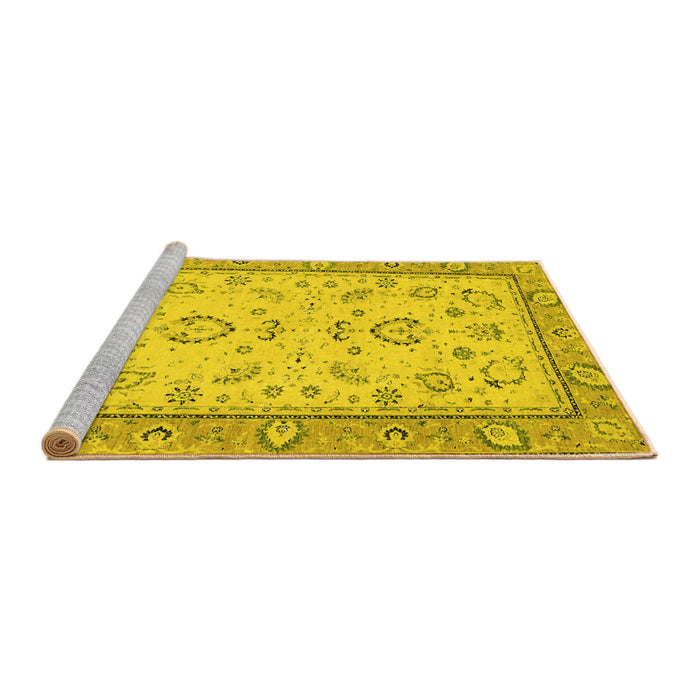Sideview of Machine Washable Oriental Yellow Modern Rug, wshabs2636yw