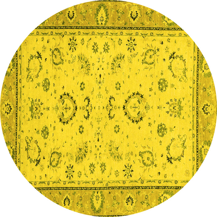 Round Machine Washable Oriental Yellow Modern Rug, wshabs2636yw