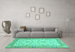 Machine Washable Oriental Turquoise Modern Area Rugs in a Living Room,, wshabs2636turq