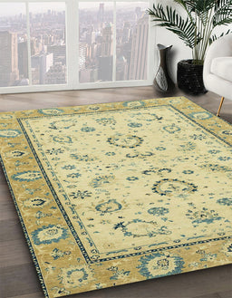 Machine Washable Abstract Brass Green Rug in a Family Room, wshabs2636