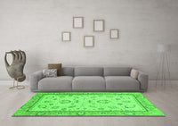 Machine Washable Oriental Green Modern Rug, wshabs2636grn