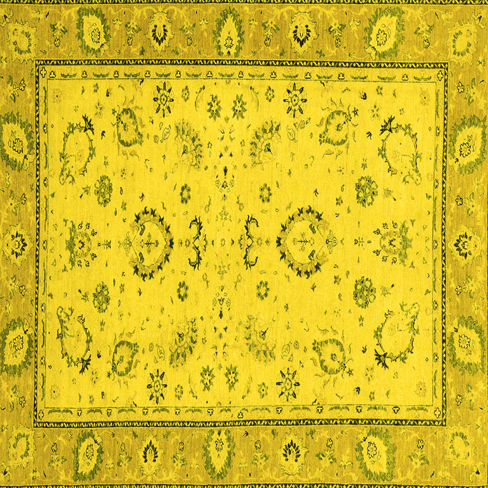 Square Machine Washable Oriental Yellow Modern Rug, wshabs2636yw