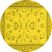 Round Oriental Yellow Modern Rug, abs2636yw