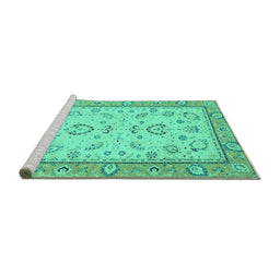 Sideview of Machine Washable Oriental Turquoise Modern Area Rugs, wshabs2636turq