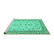 Sideview of Machine Washable Oriental Turquoise Modern Area Rugs, wshabs2636turq