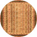 Round Machine Washable Oriental Orange Modern Area Rugs, wshabs2637org