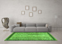 Machine Washable Oriental Green Modern Rug, wshabs2637grn