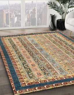 Abstract Brown Oriental Rug in Family Room, abs2637