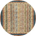 Round Abstract Brown Oriental Rug, abs2637