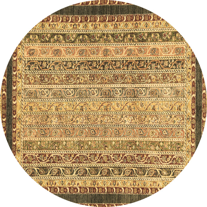 Round Machine Washable Oriental Brown Modern Rug, wshabs2637brn