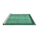 Sideview of Machine Washable Oriental Turquoise Modern Area Rugs, wshabs2637turq