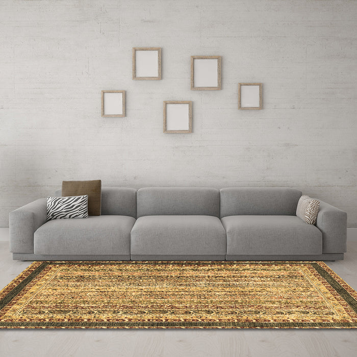Machine Washable Oriental Brown Modern Rug in a Living Room,, wshabs2637brn