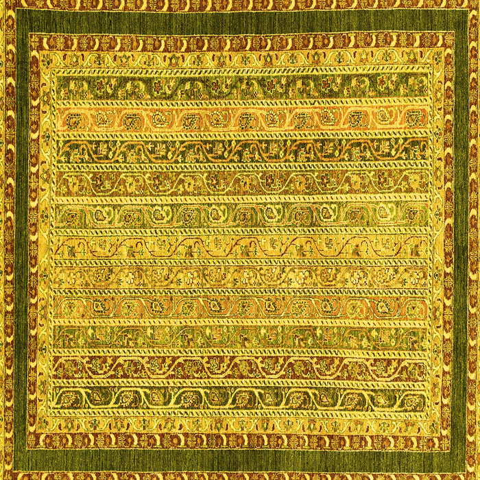 Square Machine Washable Oriental Yellow Modern Rug, wshabs2637yw