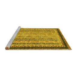 Sideview of Machine Washable Oriental Yellow Modern Rug, wshabs2637yw