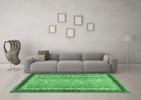 Machine Washable Oriental Emerald Green Modern Rug, wshabs2637emgrn