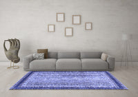 Machine Washable Oriental Blue Modern Rug, wshabs2637blu