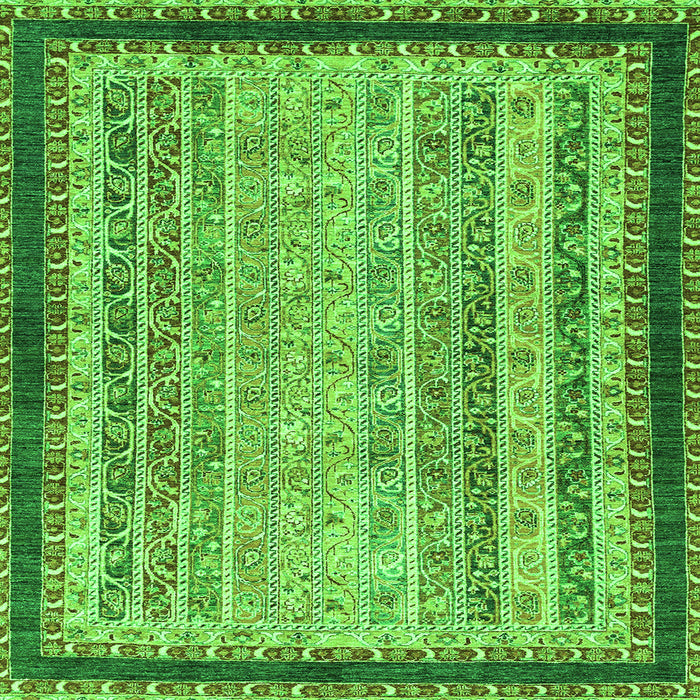 Square Machine Washable Oriental Green Modern Area Rugs, wshabs2637grn