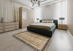 Abstract Brown Oriental Rug in a Bedroom, abs2637