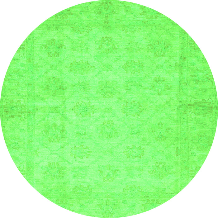 Round Machine Washable Oriental Green Modern Area Rugs, wshabs2638grn