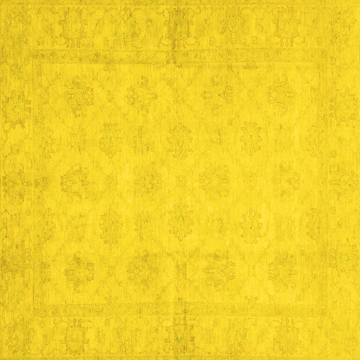 Square Machine Washable Oriental Yellow Modern Rug, wshabs2638yw
