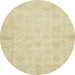 Round Machine Washable Abstract Brown Gold Rug, wshabs2638