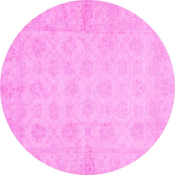 Round Machine Washable Oriental Pink Modern Rug, wshabs2638pnk