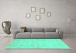Machine Washable Oriental Turquoise Modern Area Rugs in a Living Room,, wshabs2638turq