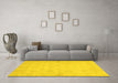 Machine Washable Oriental Yellow Modern Rug in a Living Room, wshabs2638yw