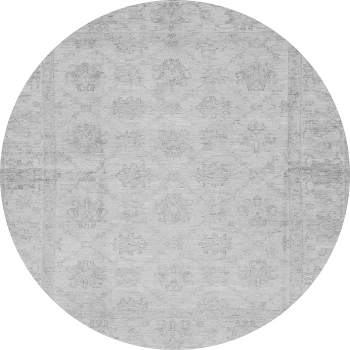 Round Machine Washable Oriental Gray Modern Rug, wshabs2638gry