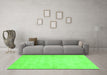 Machine Washable Oriental Green Modern Area Rugs in a Living Room,, wshabs2638grn