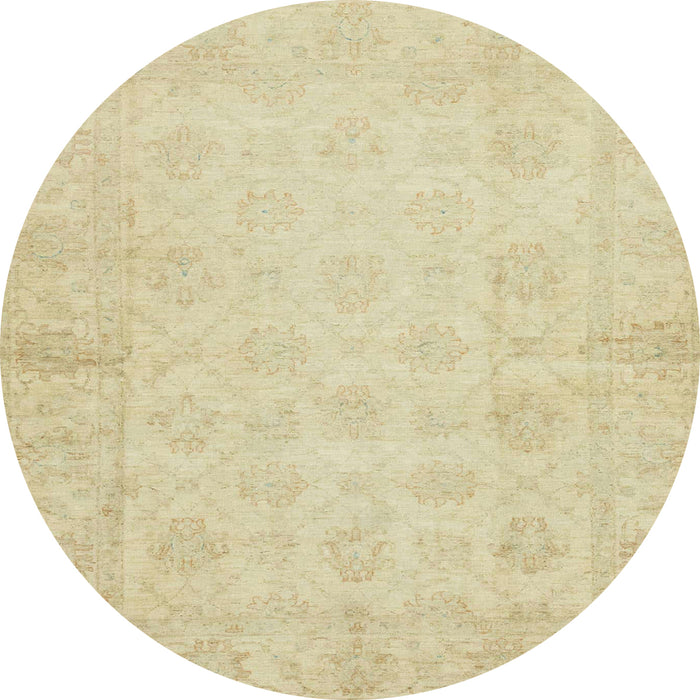 Round Abstract Brown Gold Oriental Rug, abs2638